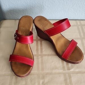 Italian Shoemakers Red Wedge Sandals